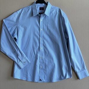 Untuckit Men’s Wrinkle-Free Bordeaux Shirt Blue‎ & White Stripes size XXL